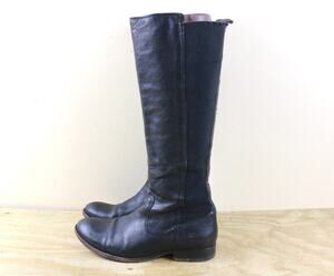 Frye Boots 9B Black Leather Molly Gore Riding Shoes Equestrian Pull On Tall